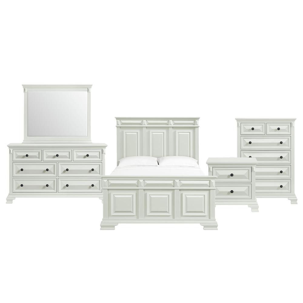 Sumner Queen Panel 5PC Bedroom Set in Antique White. Picture 1