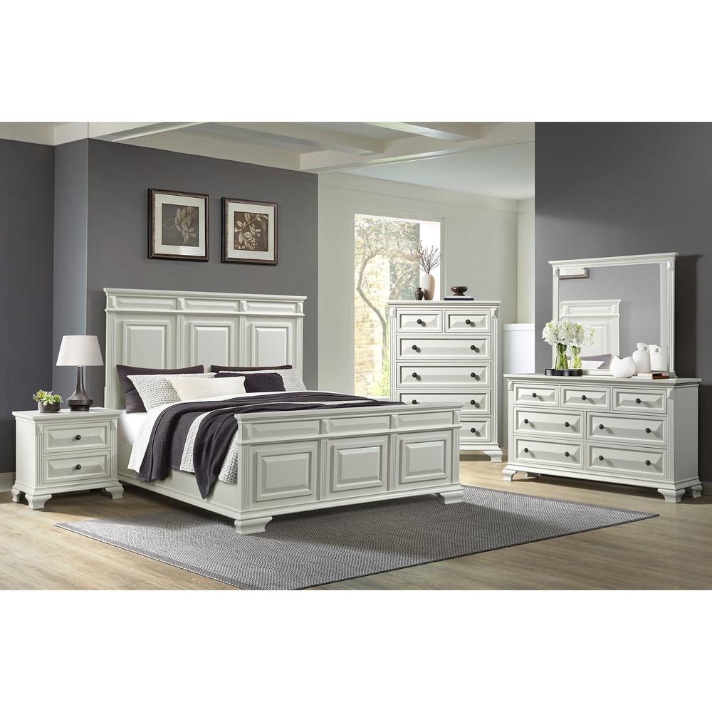 Sumner Queen Panel 5PC Bedroom Set in Antique White. Picture 2