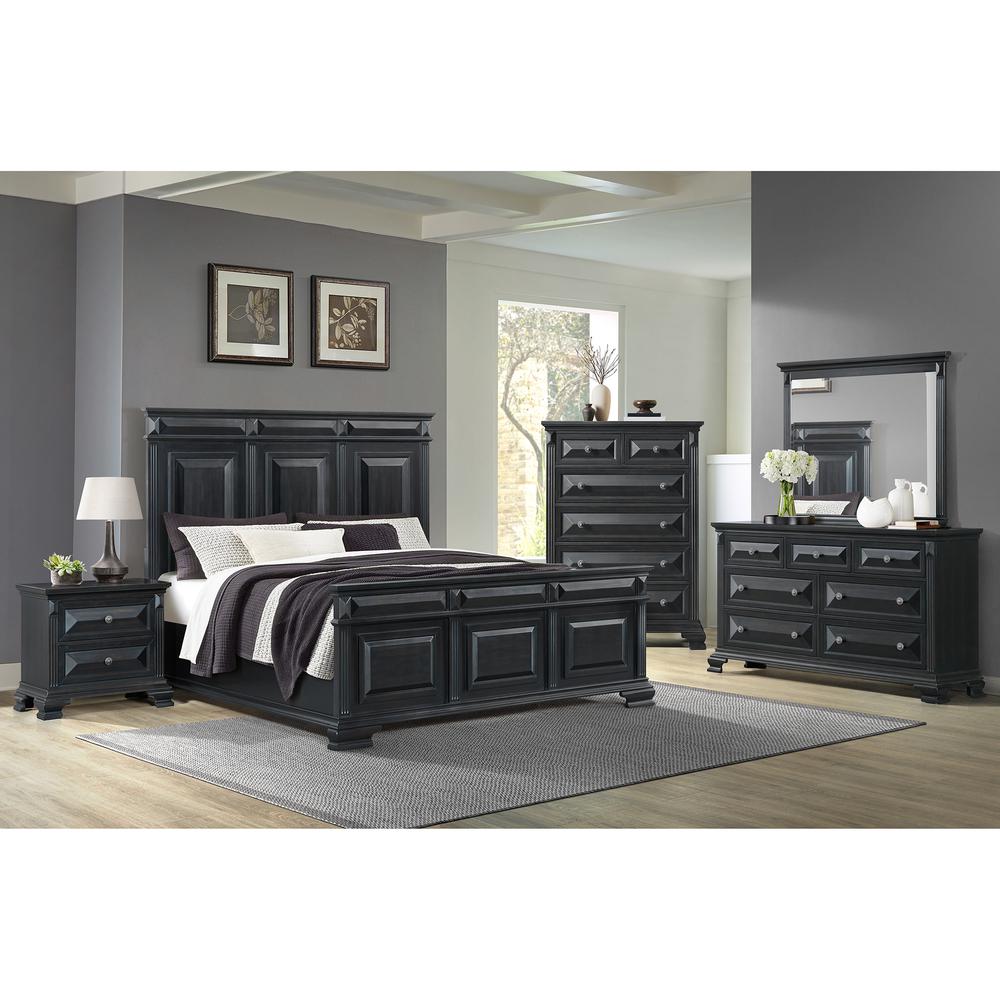 Sumner Queen Panel 5PC Bedroom Set in Black. Picture 2