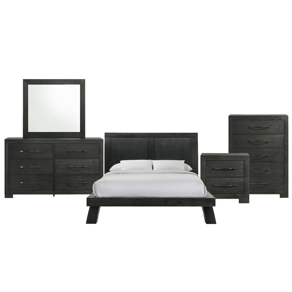 Kenn Full Panel 5PC Bedroom Set in Black. Picture 1