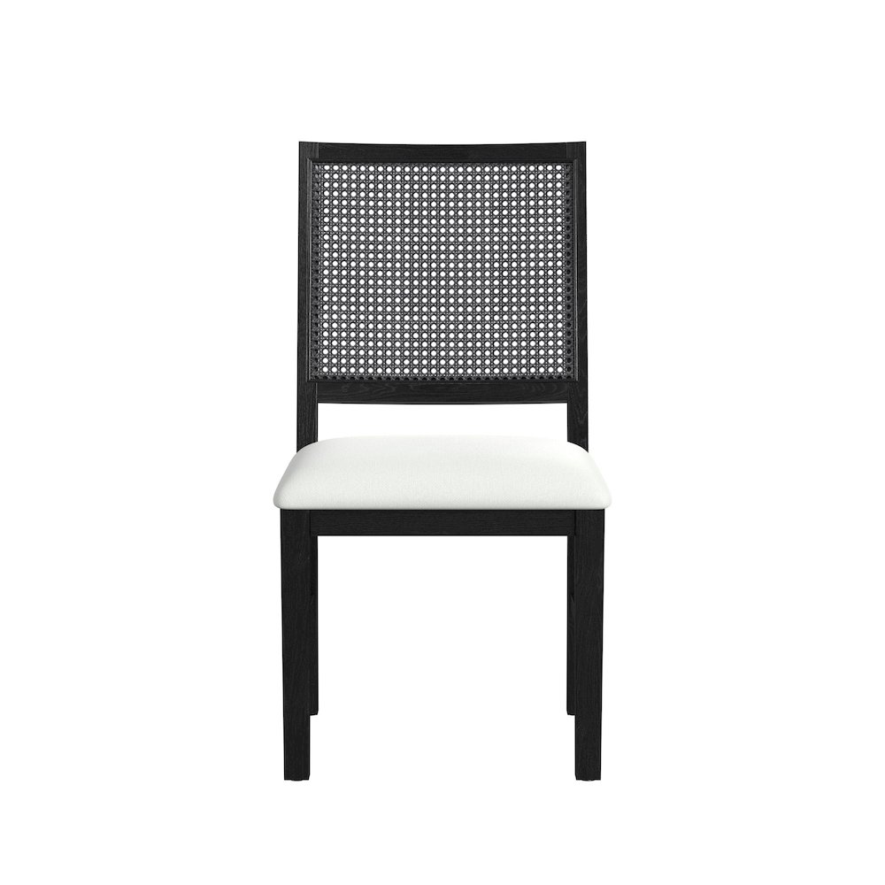 Grenada Dining Chair with White Fabric in Black. Picture 3