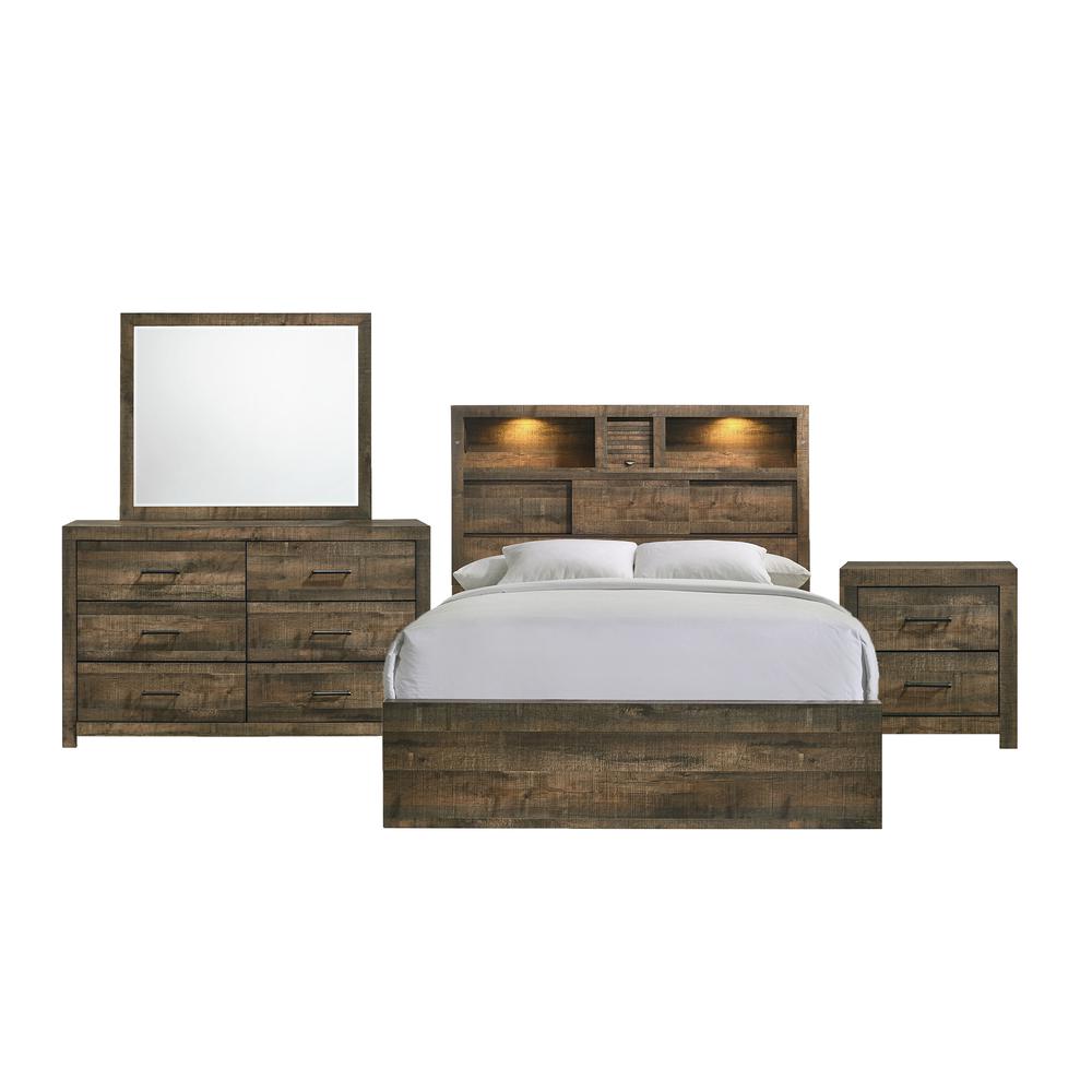 Beckett King Bookcase Panel 4PC Bedroom Set with Bluetooth. Picture 1