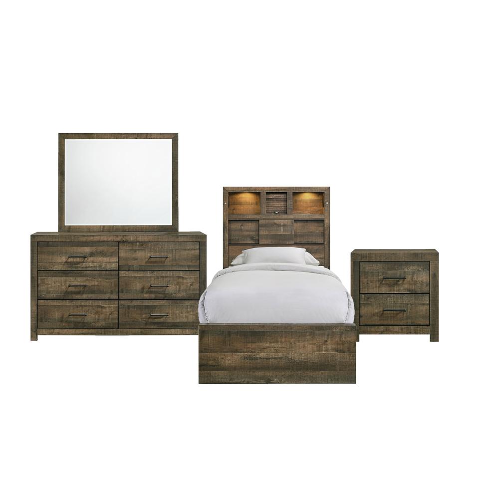 Beckett Twin Bookcase Panel 4PC Bedroom Set with Bluetooth. Picture 1