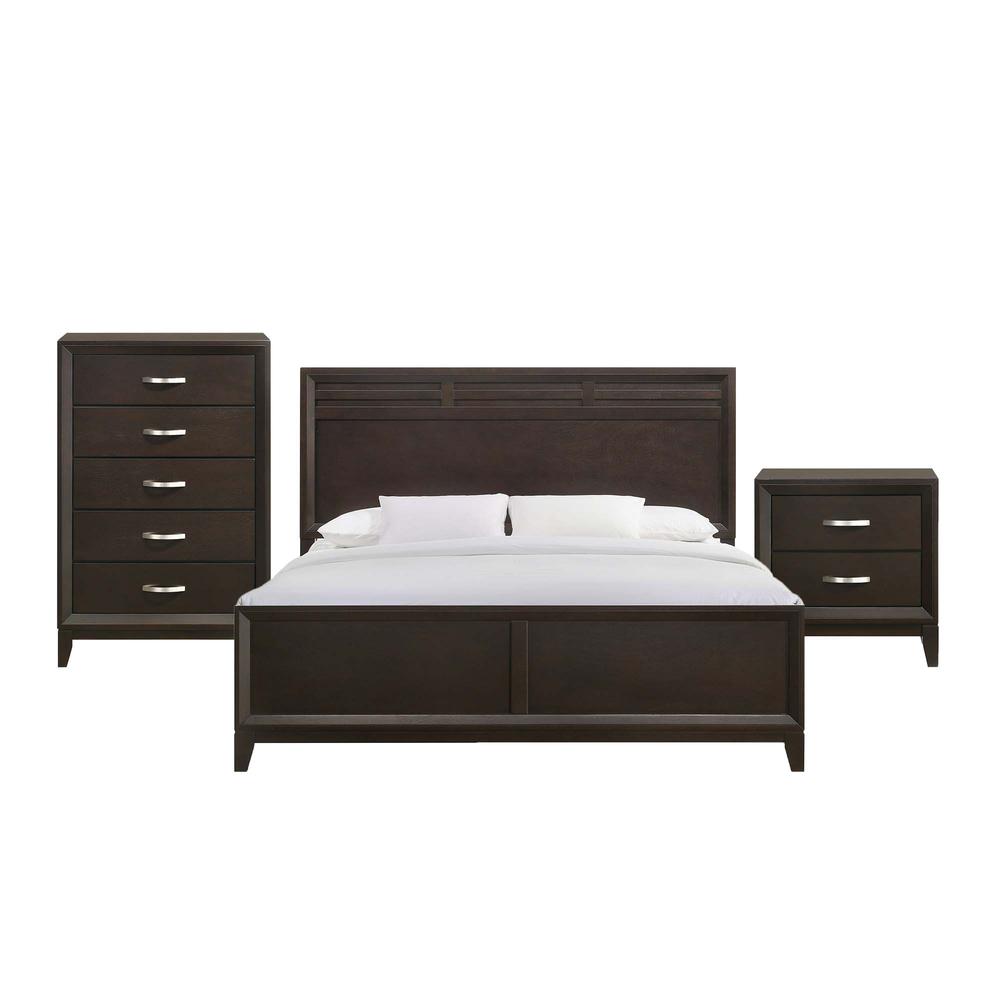 Warren King Panel 3PC Bedroom Set in Merlot. Picture 1