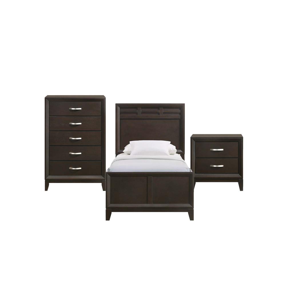Warren Twin Panel 3PC Bedroom Set in Merlot. Picture 1