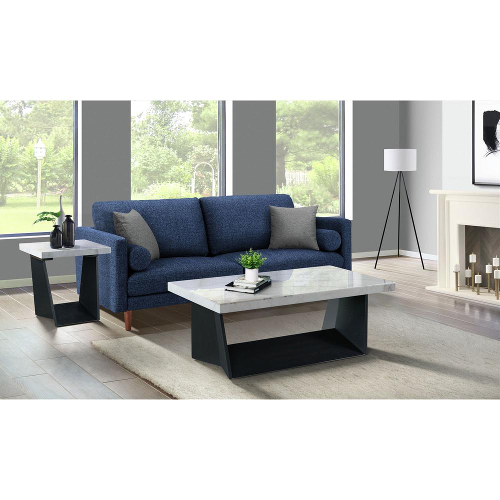 Tobias Coffee Table with White Marble Top. Picture 2
