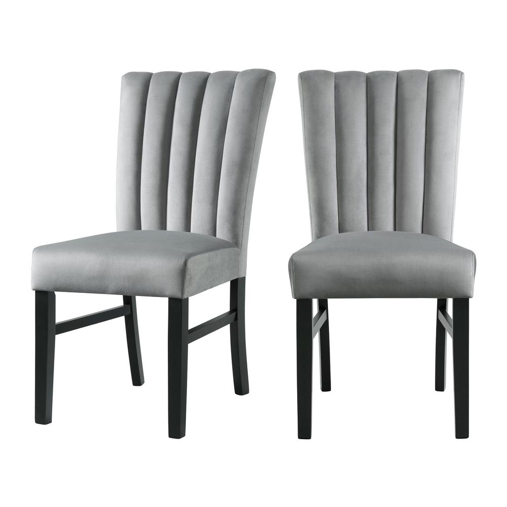 Odette Side Chair in Grey Velvet (2 Per Pack). Picture 1