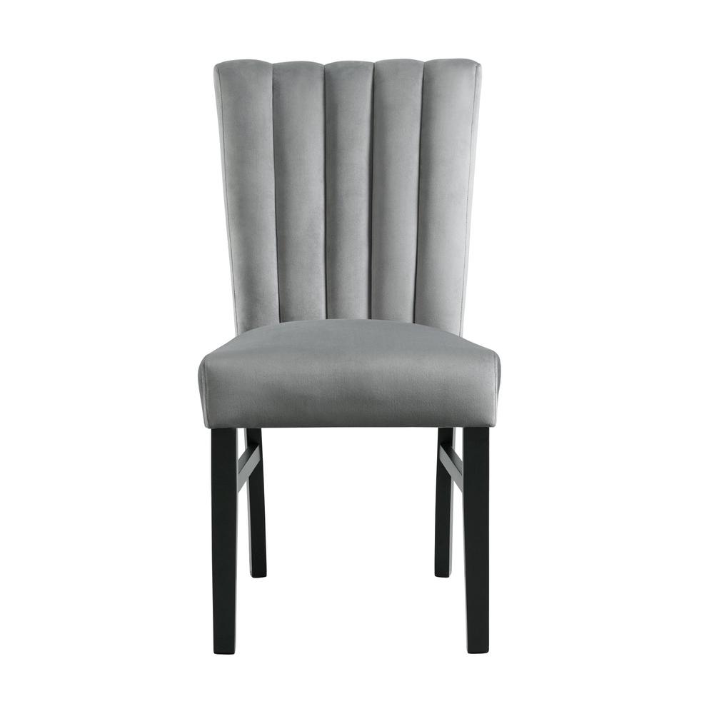 Odette Side Chair in Grey Velvet (2 Per Pack). Picture 3