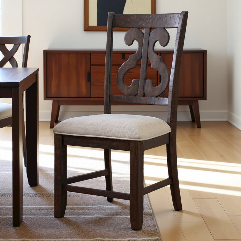 Brown Wooden Swirl Back Side Chairs for Kitchen and Dining Rooms. Picture 7