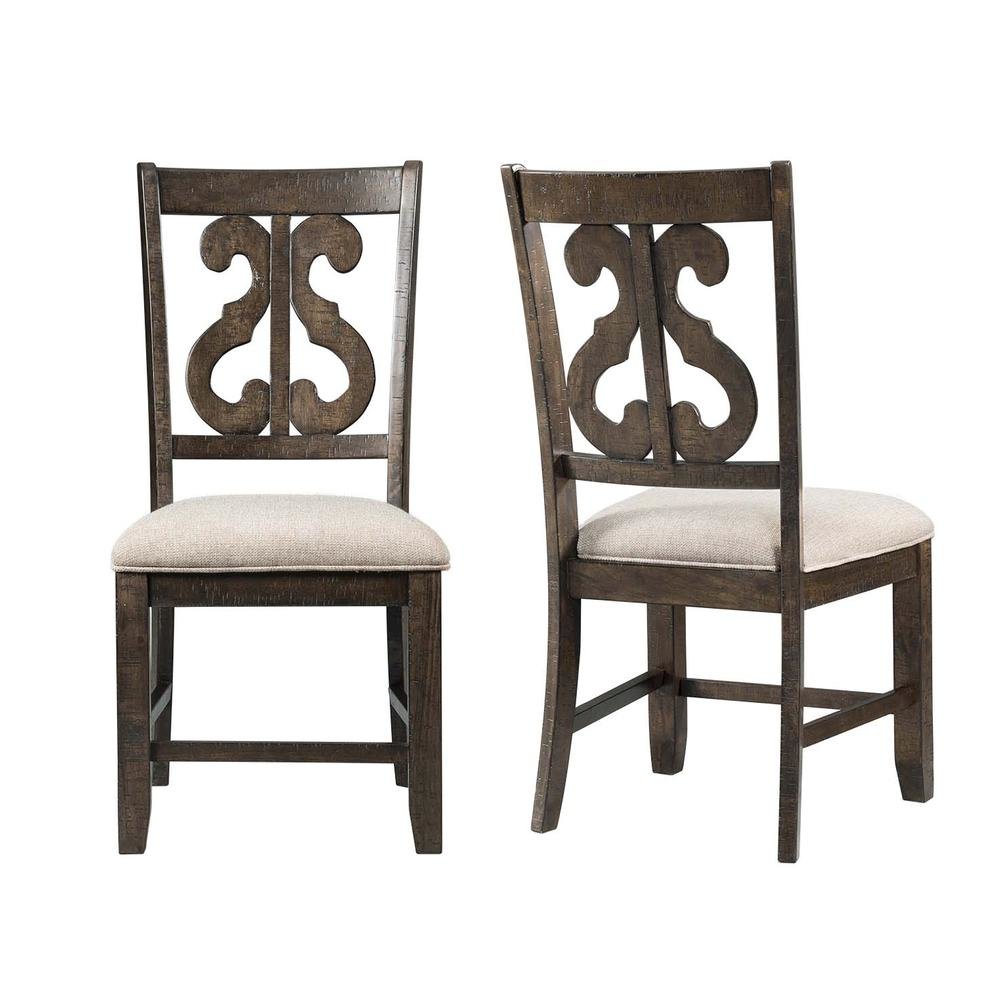 Brown Wooden Swirl Back Side Chairs for Kitchen and Dining Rooms. Picture 1