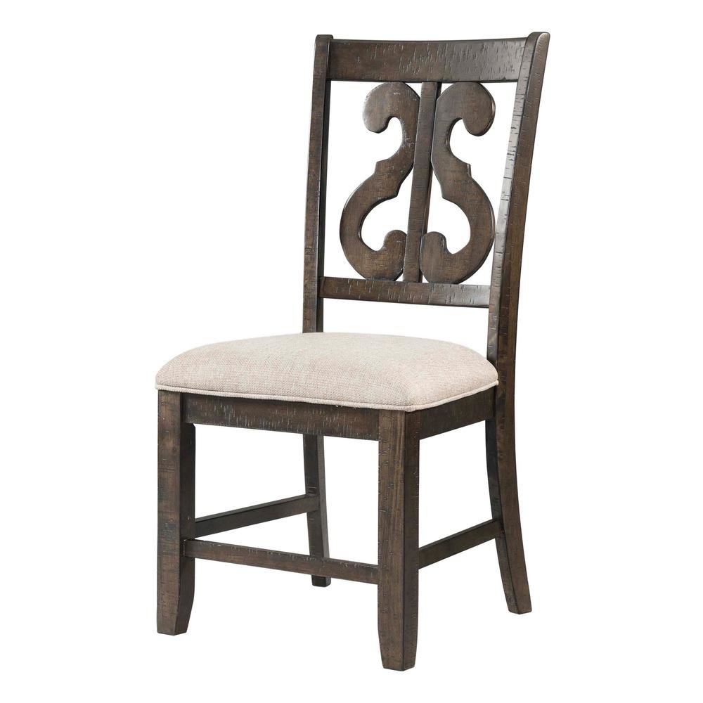 Brown Wooden Swirl Back Side Chairs for Kitchen and Dining Rooms. Picture 3