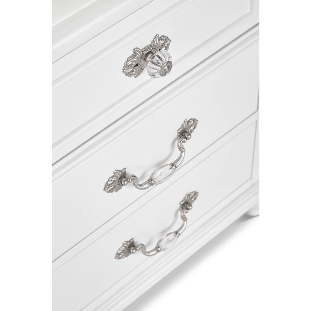 Elegant White Nightstand with Three Drawers for Bedroom Storage. Picture 3