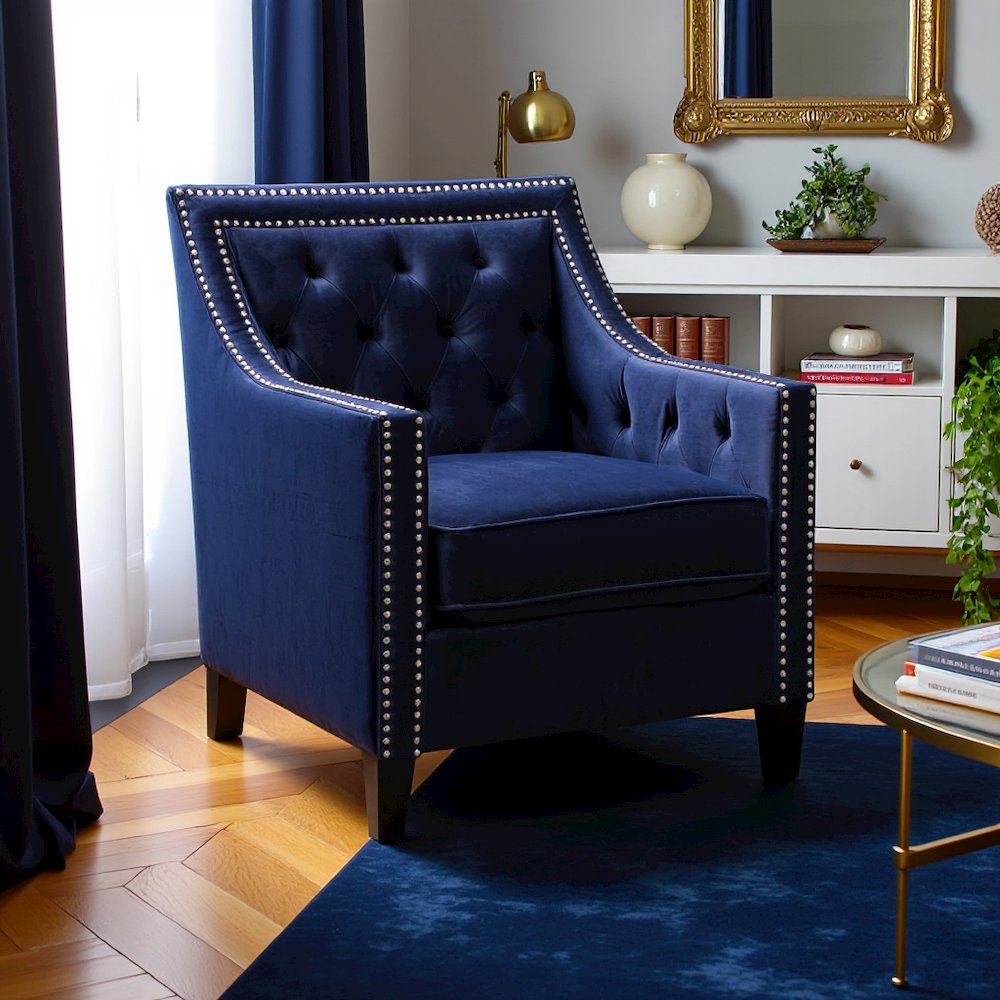 Navy Blue Accent Chair for Living Room and Bedrooms. Picture 9