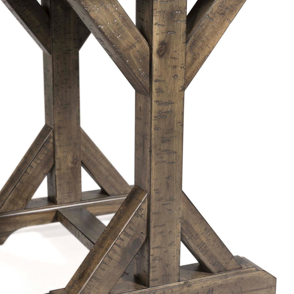 Brown Acacia Veneer Trestle Coffee Table. Picture 2