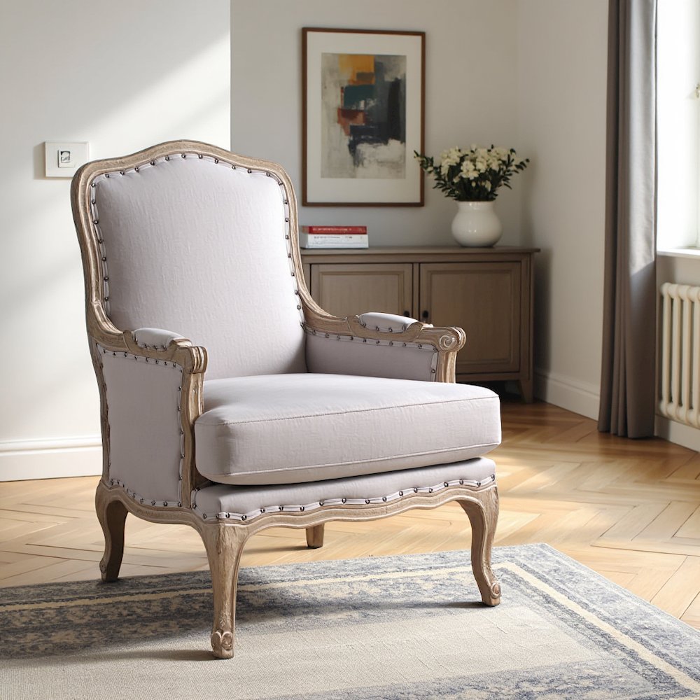 Gray Upholstered Accent Chair for Living Room or Bedroom Comfort Seating. Picture 8