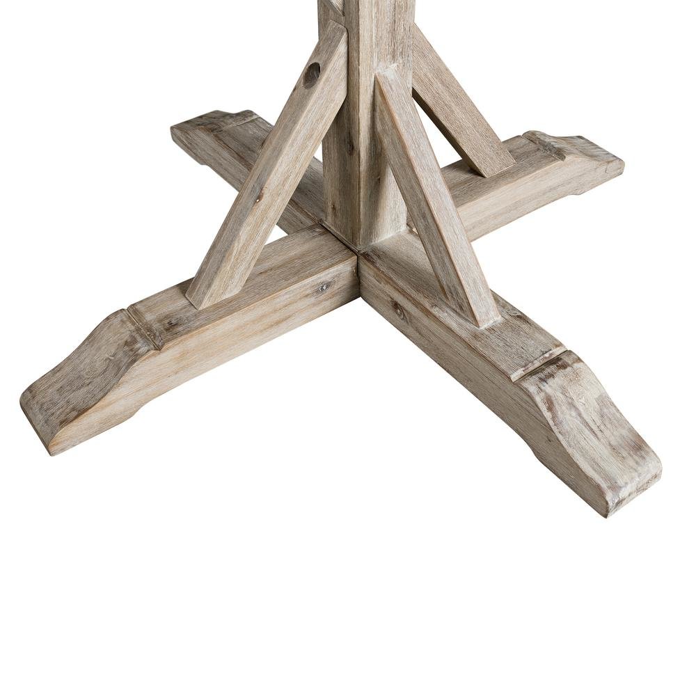 Round Beach Dining Table with Acacia Wood and Metal Base for Kitchens. Picture 4