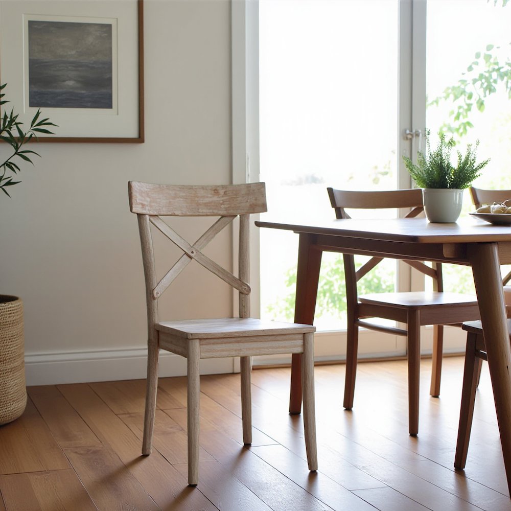 Beach-Tone Acacia Wooden X-Back Chair Set. Picture 11