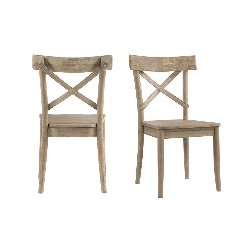 Beach-Tone Acacia Wooden X-Back Chair Set. Picture 1