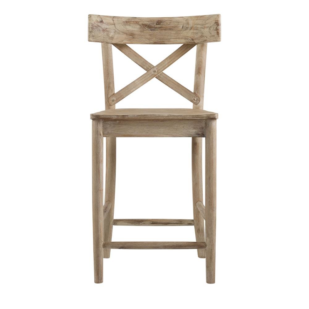 Beach Acacia Metal Counter Height Stool with Back. Picture 2