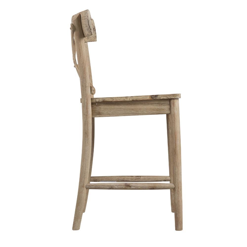 Beach Acacia Metal Counter Height Stool with Back. Picture 3