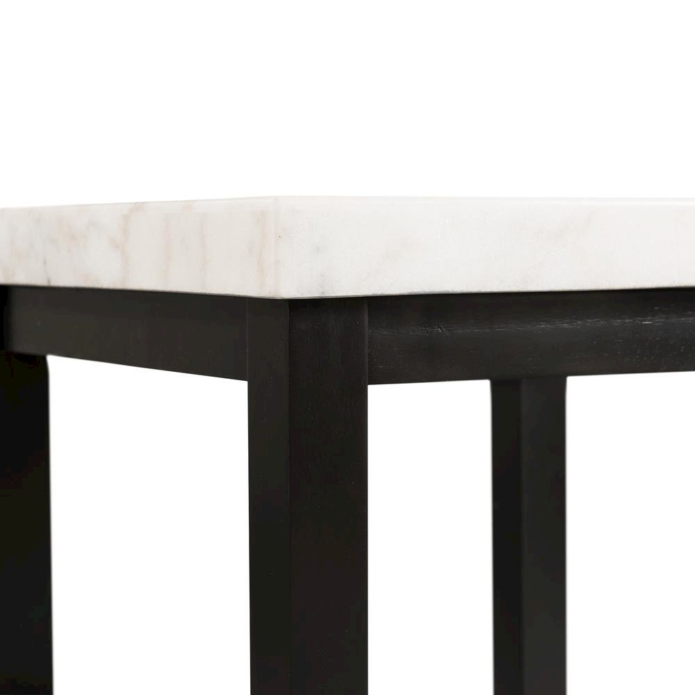 White Marble Square Console Table with Acacia Base for Living Room. Picture 6