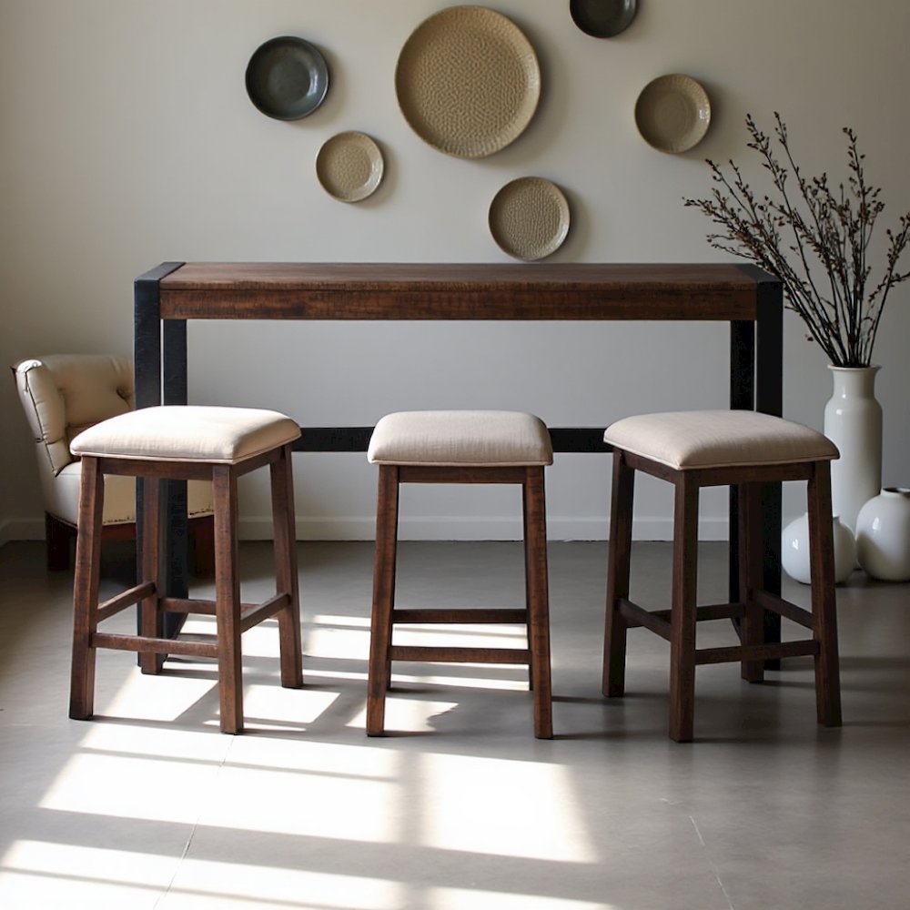 Brown Multipurpose Bar Table Set with Stools for Kitchen or Living Room. Picture 8