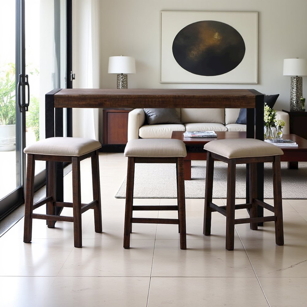 Brown Multipurpose Bar Table Set with Stools for Kitchen or Living Room. Picture 9