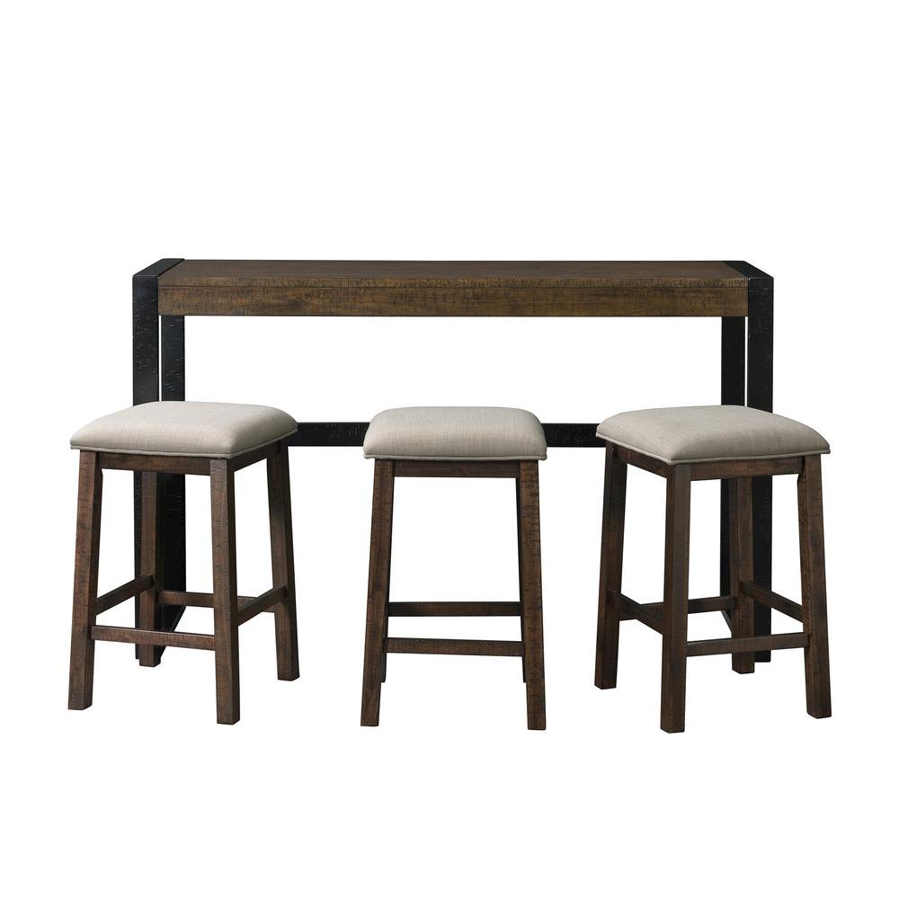 Brown Multipurpose Bar Table Set with Stools for Kitchen or Living Room. Picture 2