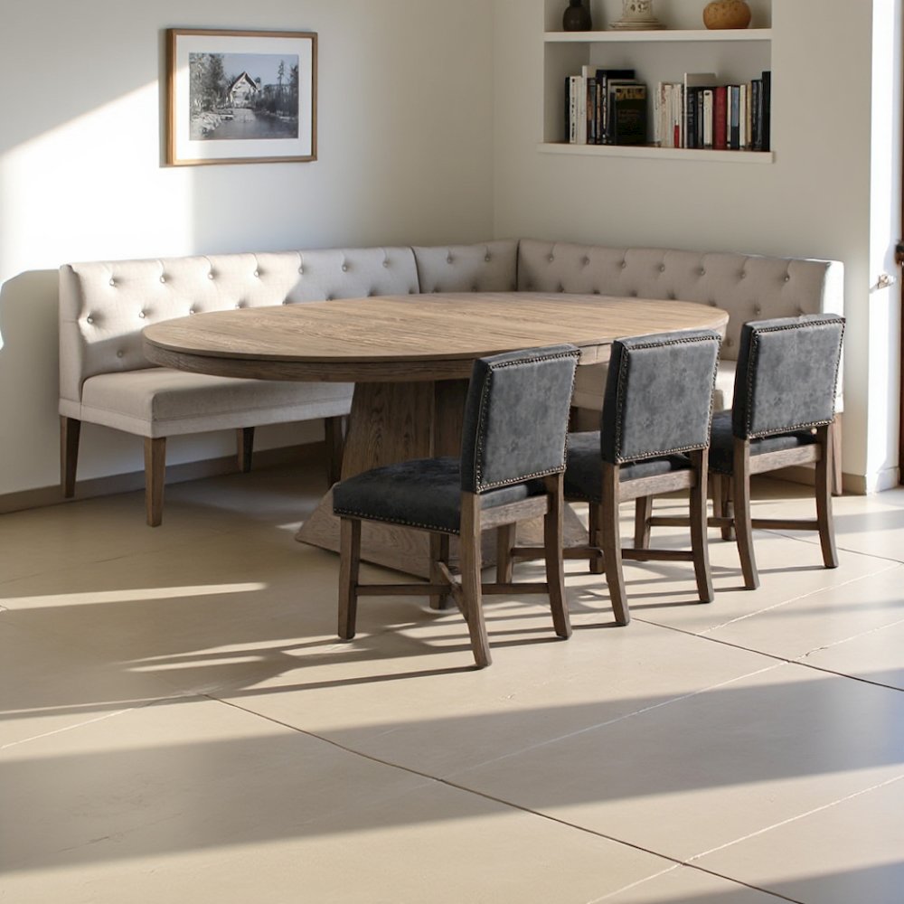 Oak 6-Piece Corner Dining Set for Breakfast Nook. Picture 13