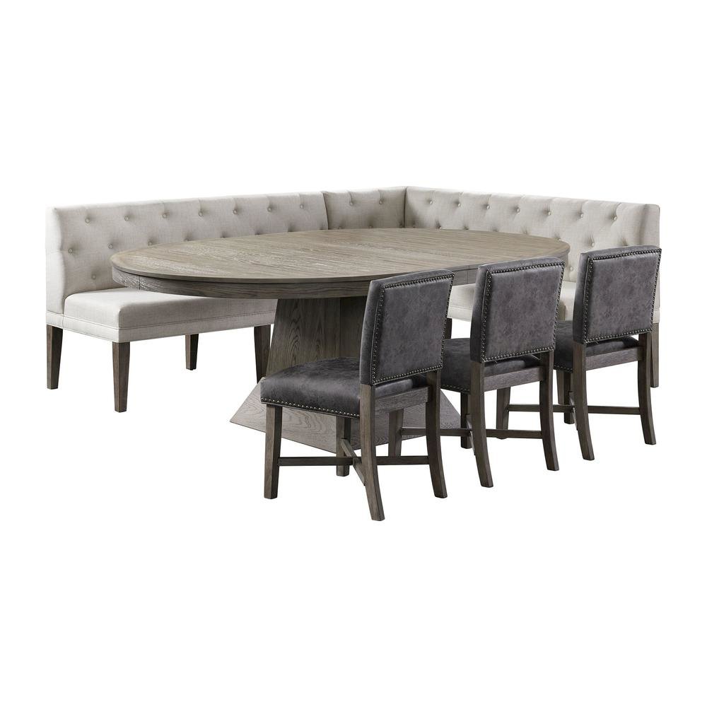 Oak 6-Piece Corner Dining Set for Breakfast Nook. Picture 1