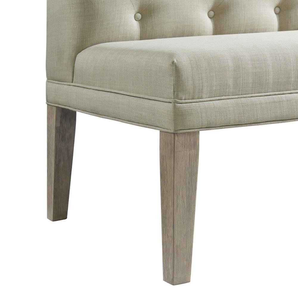 Gray Upholstered Settee Bench with Back for Dining or Lounge Seating. Picture 5