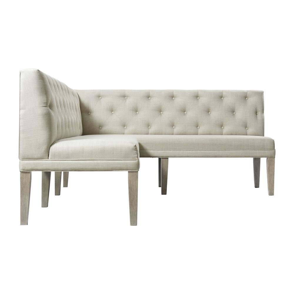 Gray Upholstered Settee Bench with Back for Dining or Lounge Seating. Picture 3