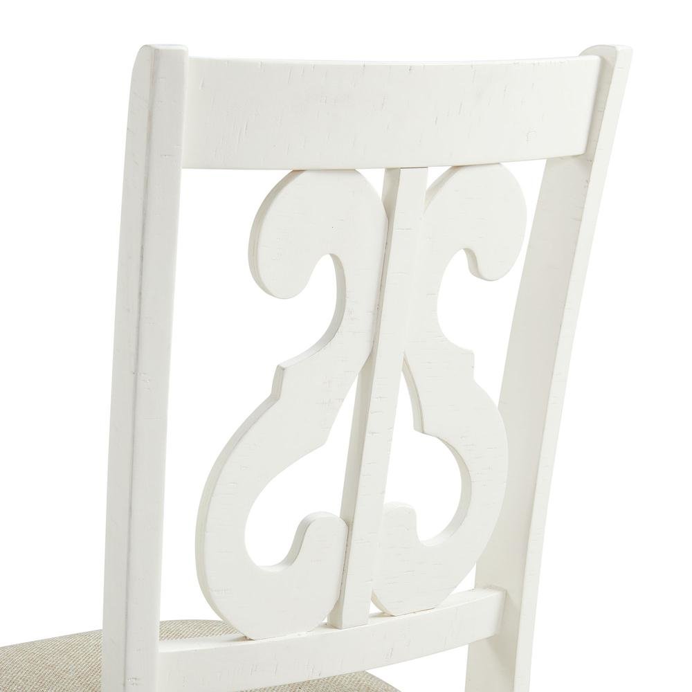 White Wooden Swirl Back Dining Chair Set. Picture 4
