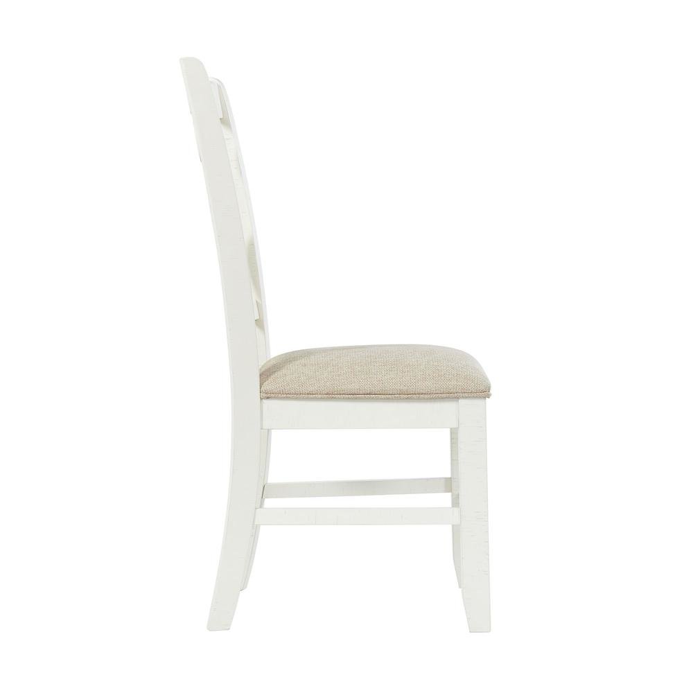 White Wooden Swirl Back Dining Chair Set. Picture 6