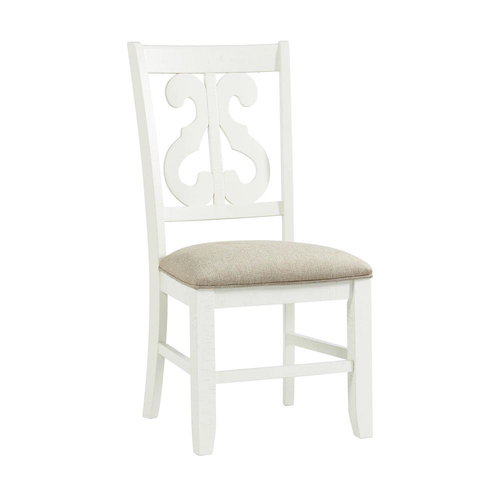 White Wooden Swirl Back Dining Chair Set. Picture 8