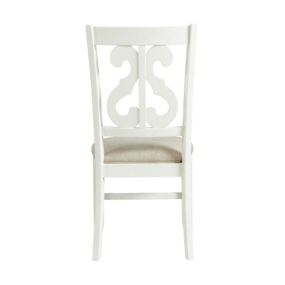 White Wooden Swirl Back Dining Chair Set. Picture 2