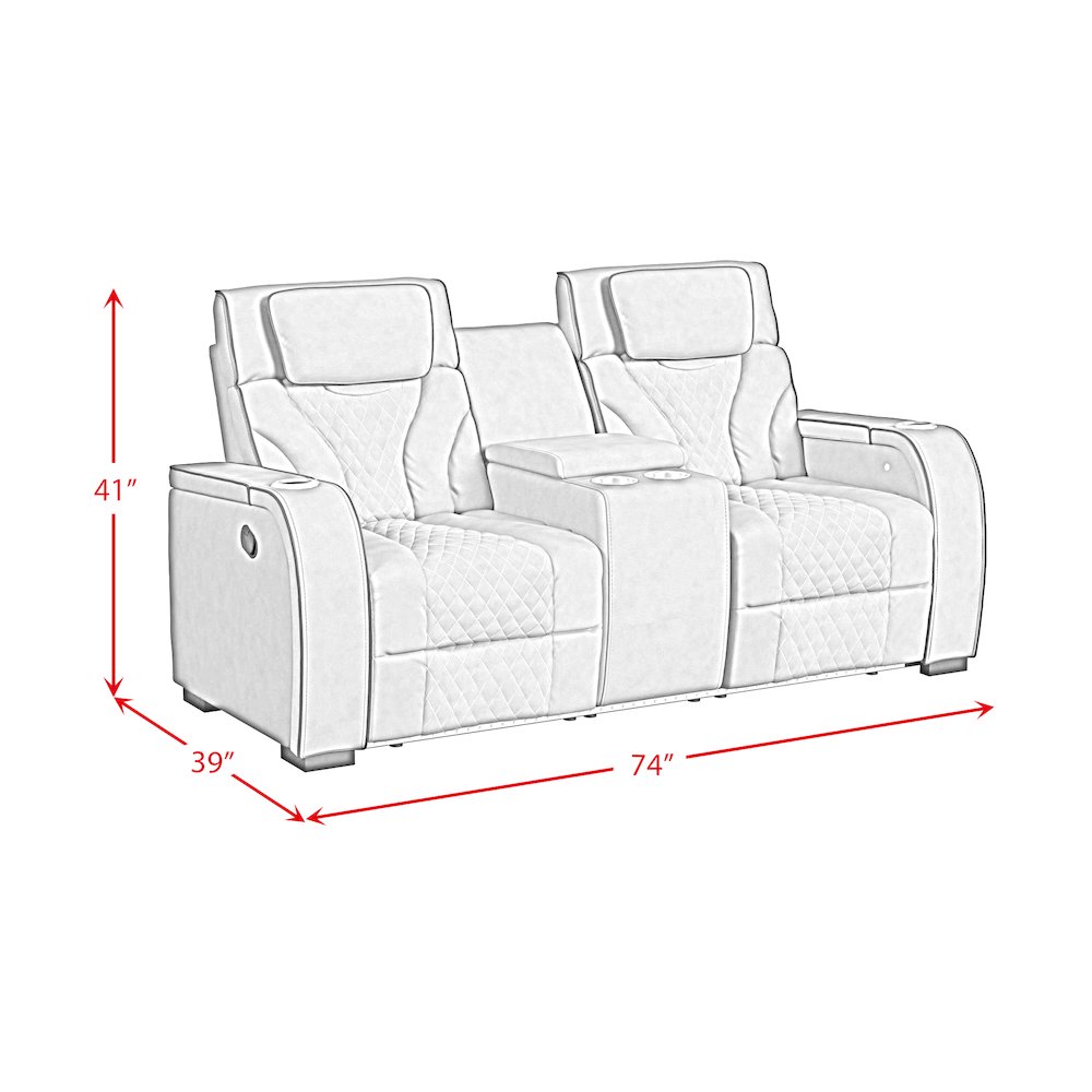 Tundra Motion Loveseat with Console, and LED in Simba Slate and Black Welt. Picture 10