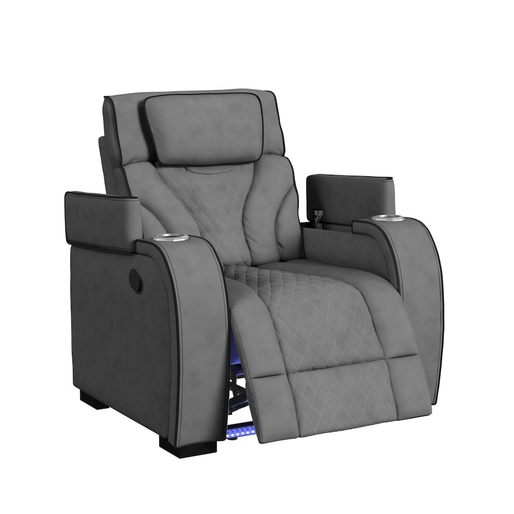 Tundra Motion Recliner with LED in Simba Slate and Black Welt. Picture 4