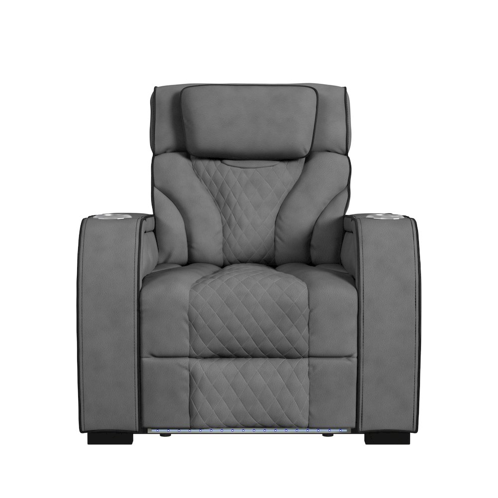 Tundra Motion Recliner with LED in Simba Slate and Black Welt. Picture 5