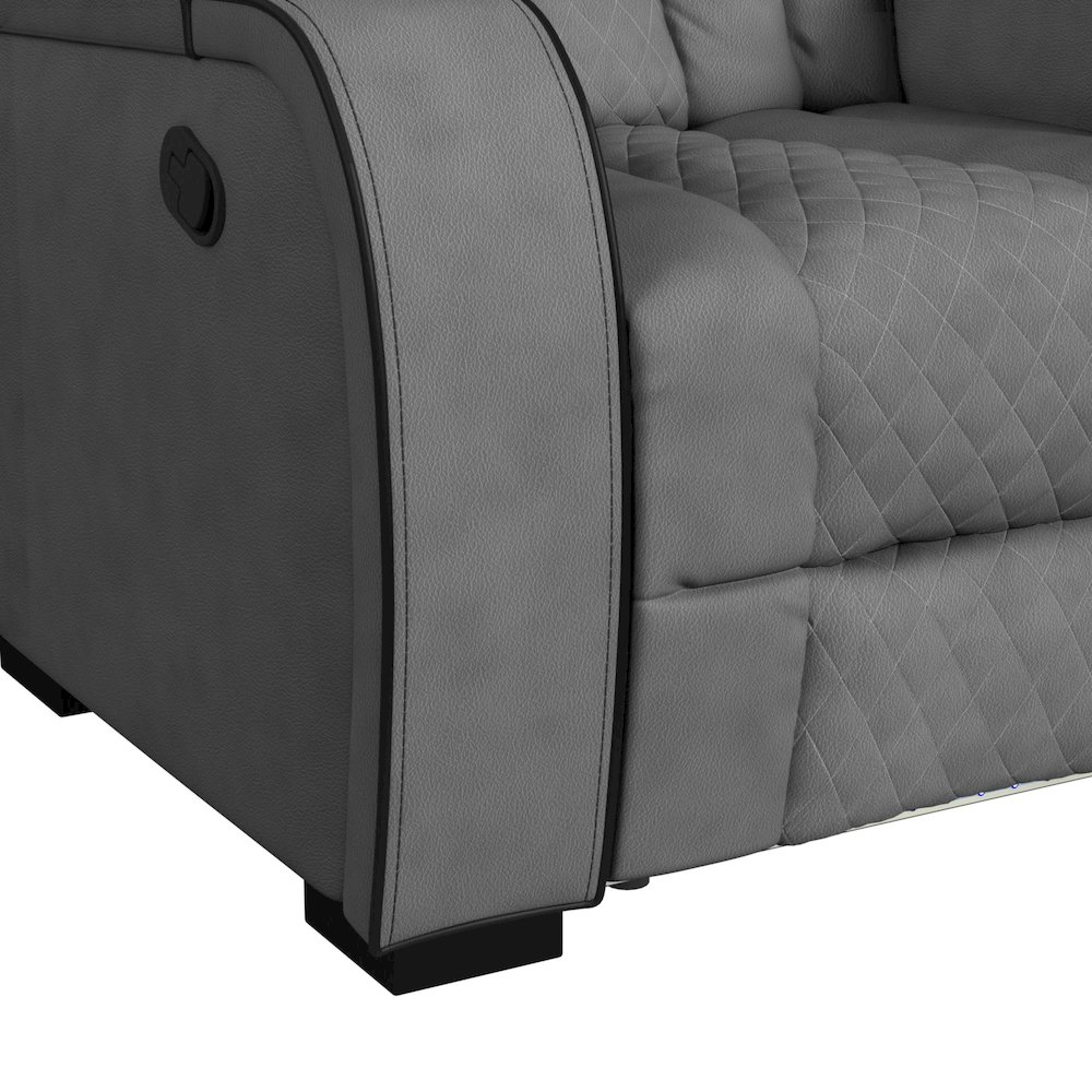 Tundra Motion Recliner with LED in Simba Slate and Black Welt. Picture 8