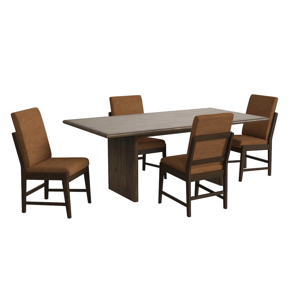 Perth 5PC Standard Height Dining Set in Brown-Table and Four PU Chairs. Picture 1