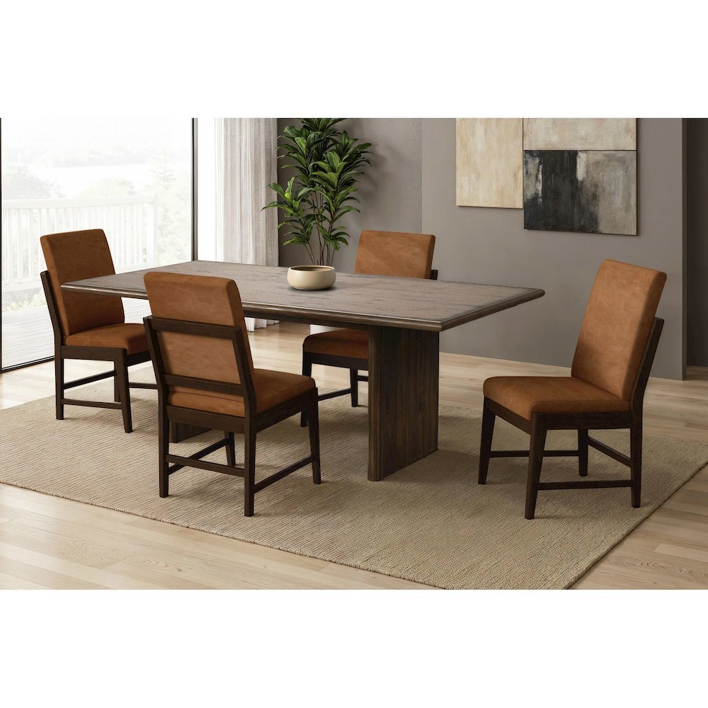 Perth 5PC Standard Height Dining Set in Brown-Table and Four PU Chairs. Picture 9