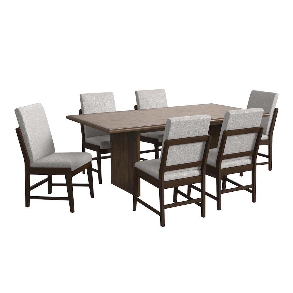 Perth 7PC Standard Height Dining Set in Brown-Table and Six Fabric Chairs. Picture 1