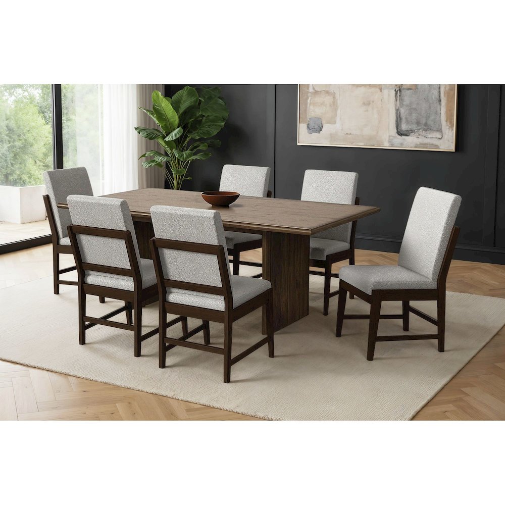 Perth 7PC Standard Height Dining Set in Brown-Table and Six Fabric Chairs. Picture 9