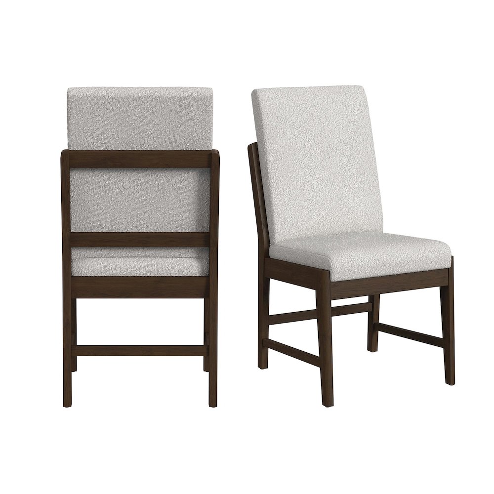 Perth Dining Side Chair with Boucle Beige Fabric in Brown (2 Per Carton). Picture 1