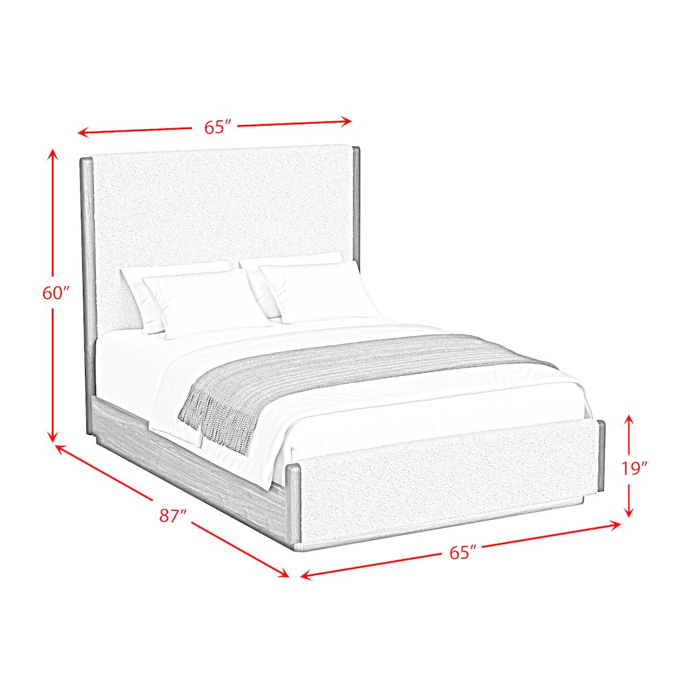 Perth  Queen UPH 3PC Bedroom Set with Boucle Beige and LED in Brown. Picture 13