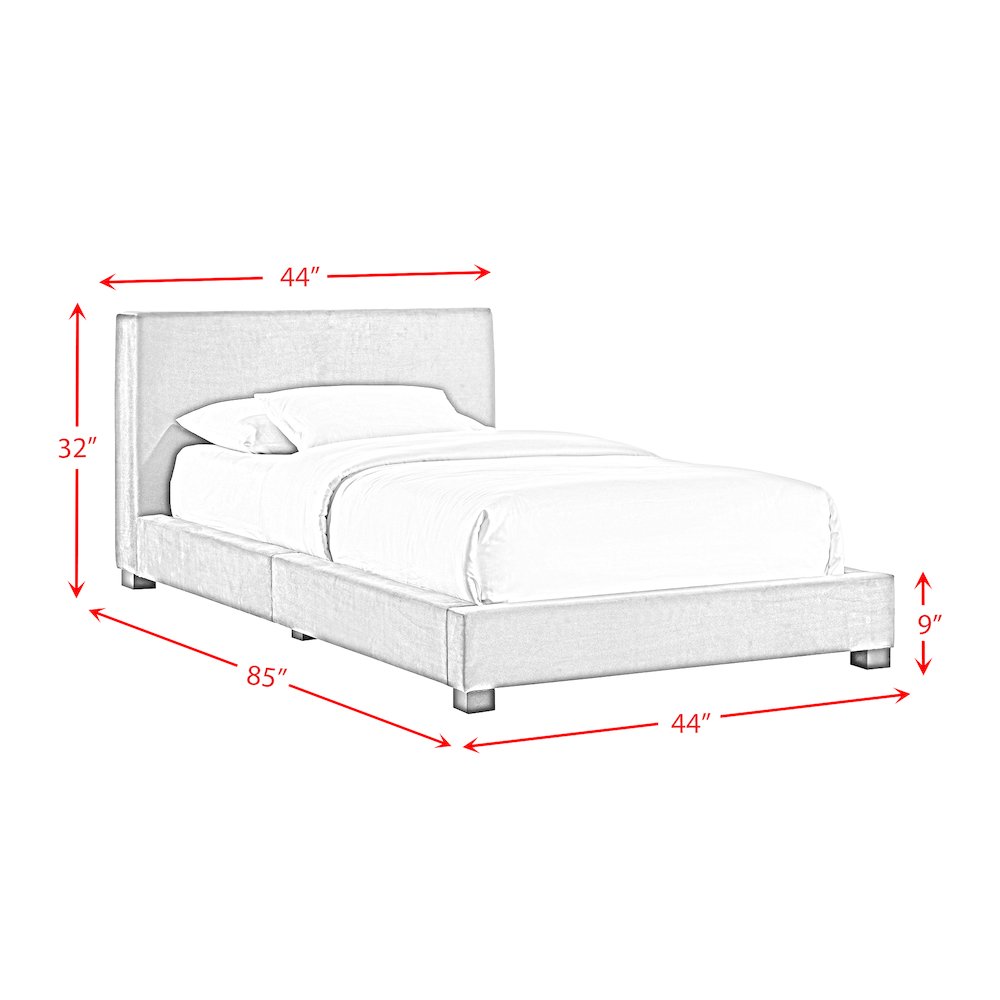 Brookhaven Twin UPH Bed in Grey Velvet. Picture 8