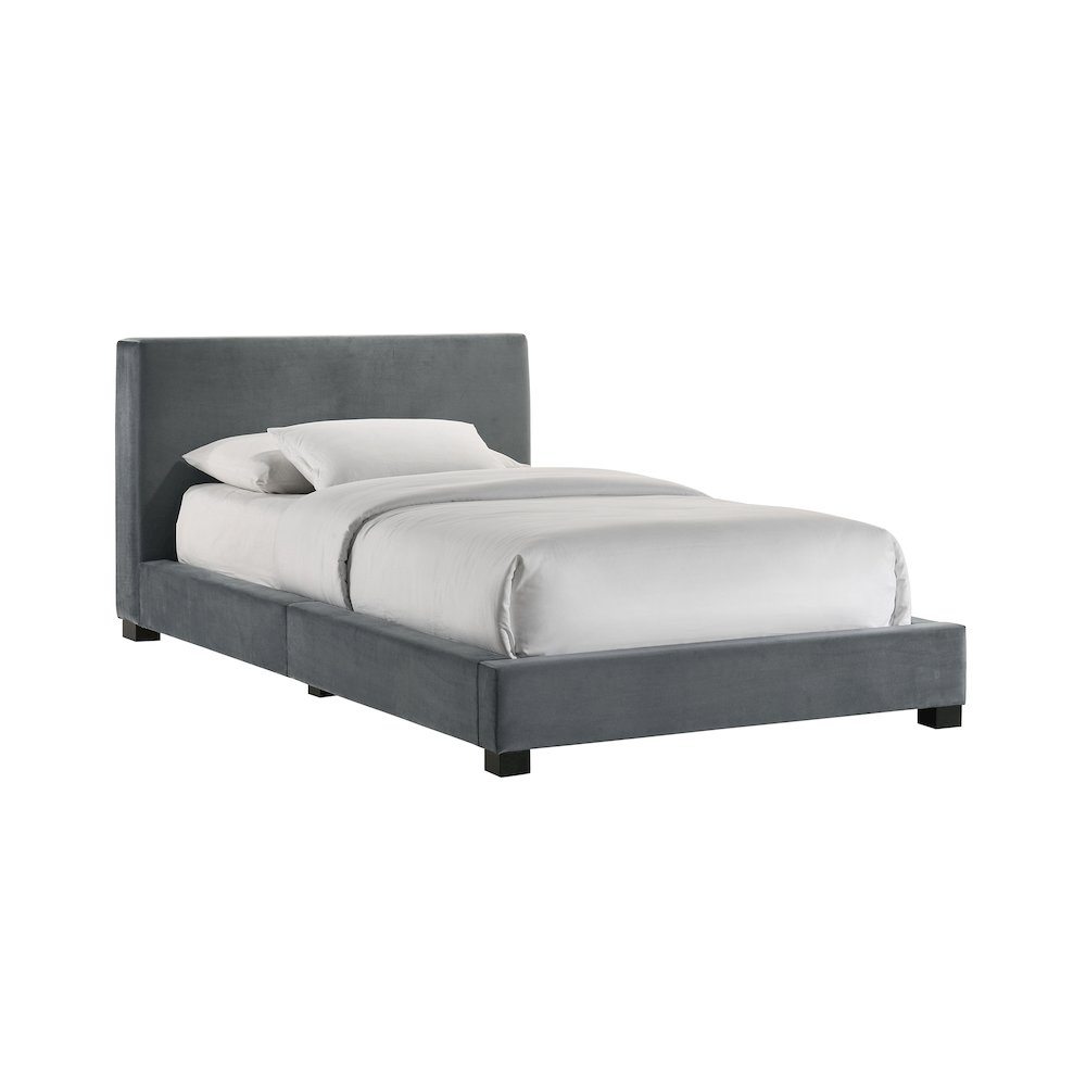 Brookhaven Twin UPH Bed in Grey Velvet. Picture 1