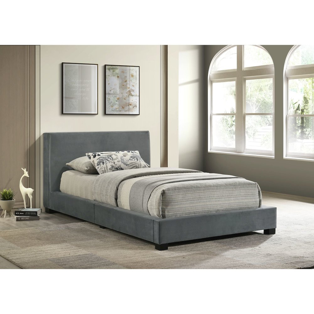 Brookhaven Twin UPH Bed in Grey Velvet. Picture 7
