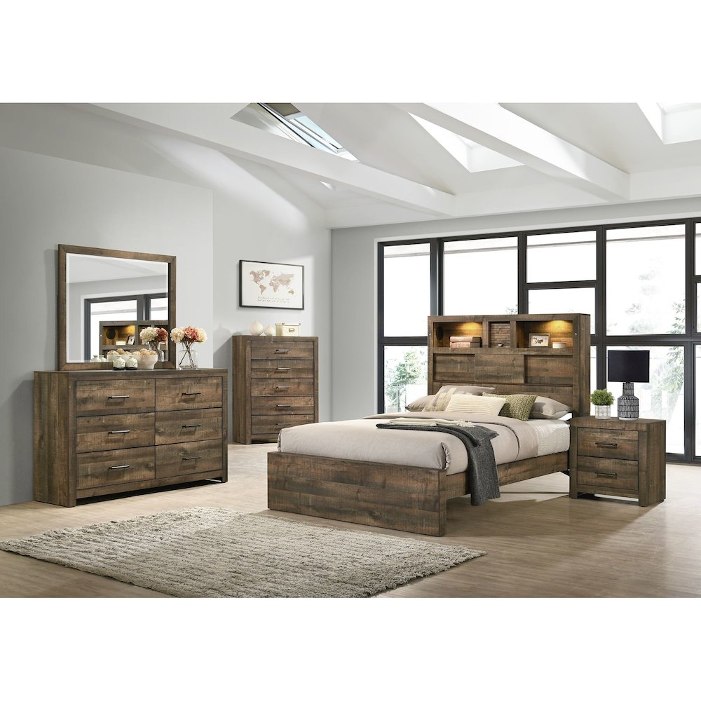 Beckett Full Bookcase Panel Bed with Bluetooth. Picture 2